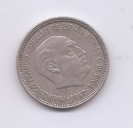 ESTADO ESPAÑOL (FRANCO) DEL AÑO 1957*65 DE 5 PESETAS